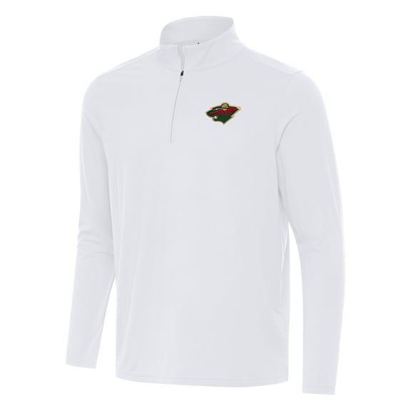 Men's Antigua White Minnesota Wild Intent Quarter-Zip Top