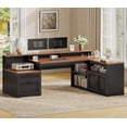 thumbnail image 7 of 59" Farmhouse L Shaped Computer Desk with 2 Drawers and Storage Cabinet, Wood Corner Office Desk for Home Office, 7 of 7