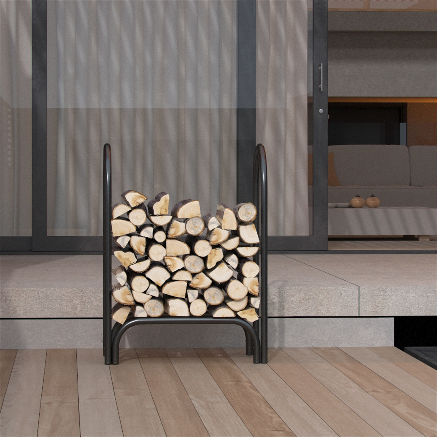 28 Inch Indoor Outdoor Firewood Shelter Log Rack - image 5 of 5