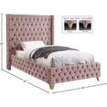 thumbnail image 6 of Meridian Furniture Savan Pink Velvet Twin Bed, 6 of 6