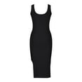 thumbnail image 4 of Women's Knit Dress， Sleeveless Ribbed Bodycon Midi Dress with Square Neck and High Slit， Summer Casual Dress, 4 of 5