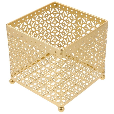 Soimiss Golden Metal Makeup Storage Basket with Strong Construction