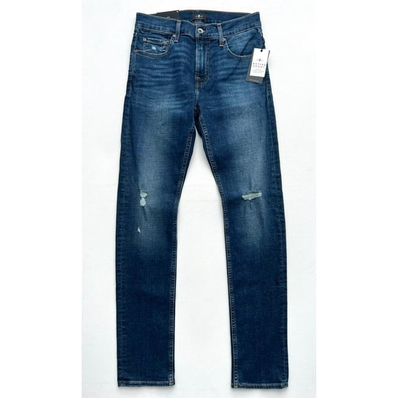 7 For all Mankind Active Sport Paxtyn Skinny Rip Denim Jeans in Sut ( 30 )