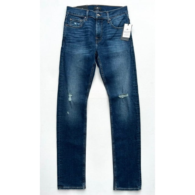 7 For all Mankind Active Sport Paxtyn Skinny Rip Denim Jeans in Sut ( 30 )
