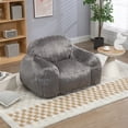 thumbnail image 2 of Faux Fur Bean Bag Chair Lazy Sofa Bean Bag Chair Adult, Teen High Density Foam Padded Modern Accent Chair Comfortable Living Room, Bedroom Chair (Grey), 2 of 7