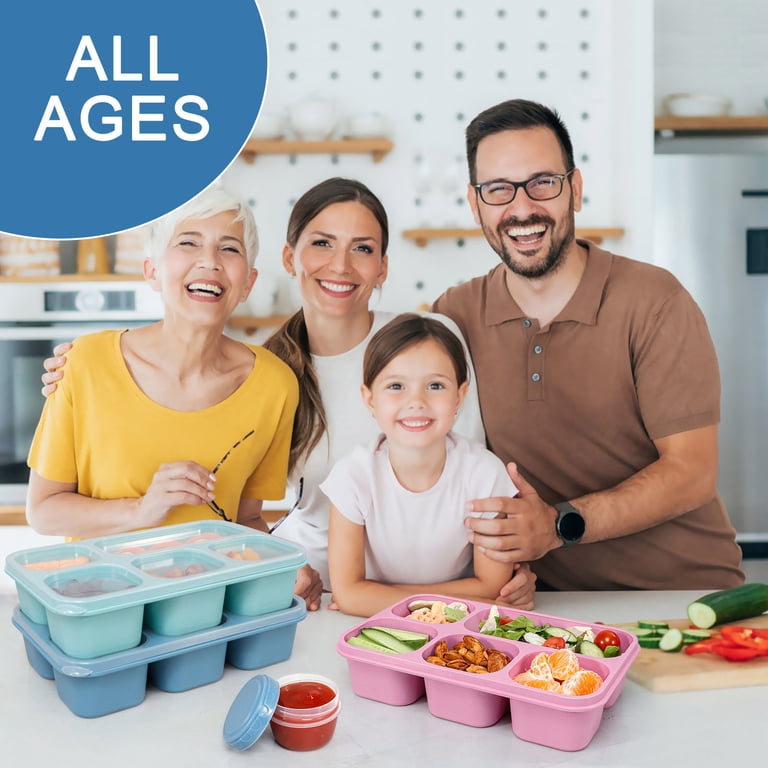 Caperci Grand bol à salade pour déjeuner – Better Adult Bento Lunch Box 1,927,8 g, plateau à 5 compartiments, 2 tasses à sauce de 85 g, empilables, sans BPA (Aqua Sky