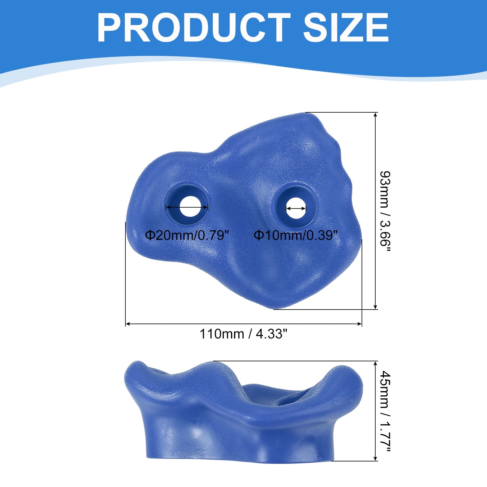 Rock Climbing Holds, 10 Pcs Large Climbing Rock Wall Grips with Double Hole for Playground Accessory, Blue-A