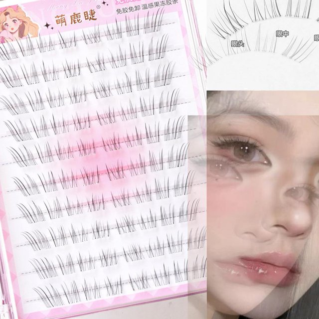 10 Rows Of Glue-free Lower Eyelashes For Beginners Easy To Use Transparent Stem No Glue Natural