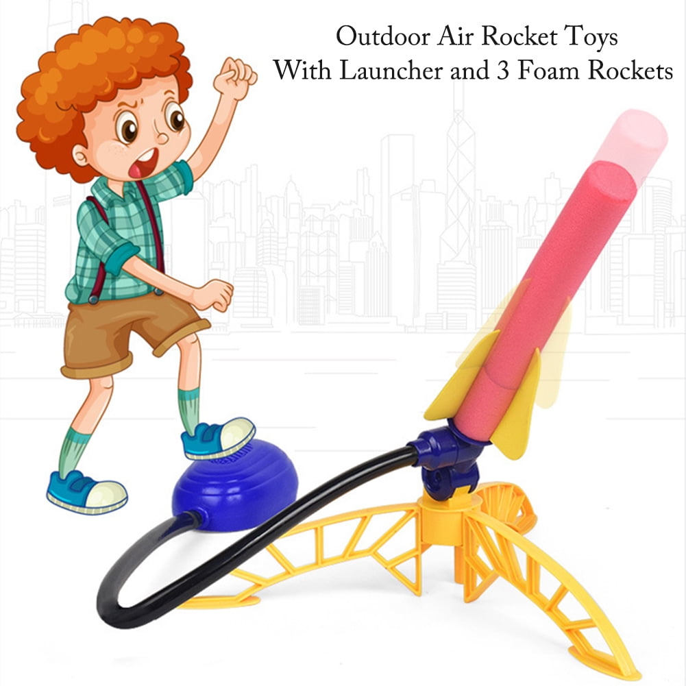 Details about   Air Pump Rocket Go Up To 70’ Air Pump Powered Outdoor Toy W/ 3 Rockets Summer 