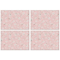 Pioneer Flower Floral Print Pattern Summer Placemats Table Placemats Set Of 4-Linen Kitchen Washable Placemats Table Mats 12x18 Inch Non-Slip Heat Resistant