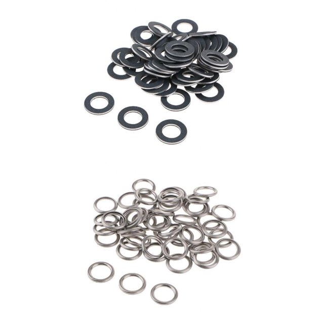 De Sello De La Junta Del Tapón De Drenaje Del Aceite Del Motor De 100 Piezas 20x12x2.5mm - Negro + Gris Baoblaze arandelas de aceite del motor