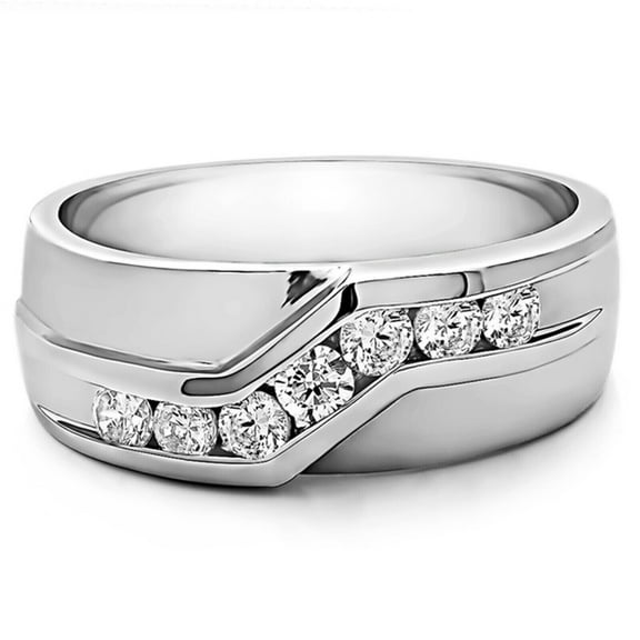 Channel Set Wedding Anniversary Ring 1.6 Ct Round Diamond 14K White Gold Over