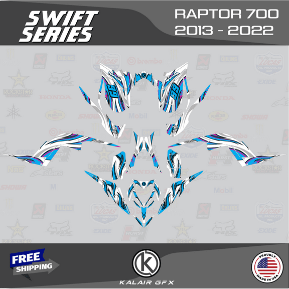 Kalair GFX Graphics Kit for Yamaha ATV RAPTOR 700 (2013-2022) Swift Series