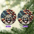 thumbnail image 2 of Patriotic Pug Stained Glass Portrait American Flag Ceramic Round Ornament Dog Lover Gifts Home Tree Decor - 01010, 2 of 5