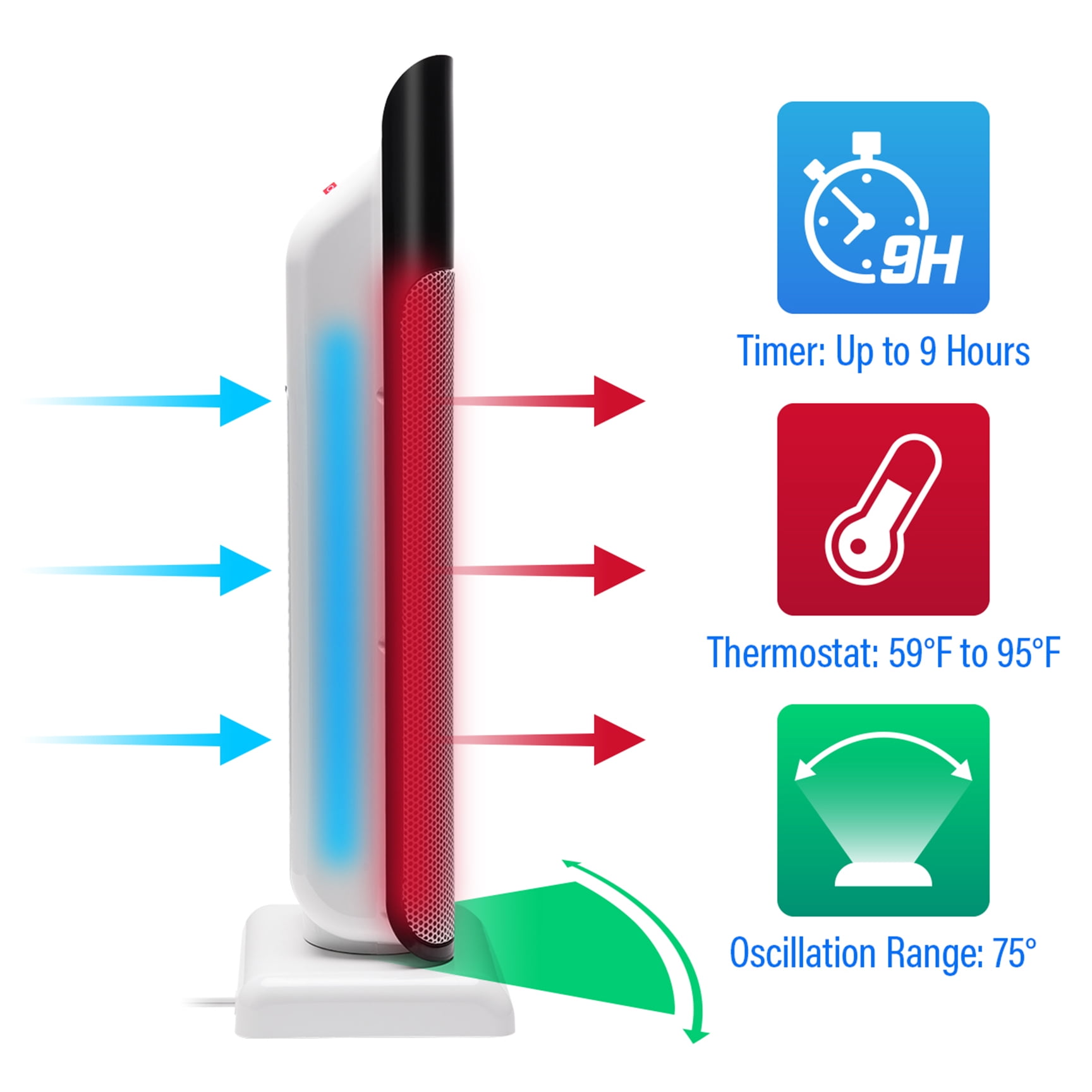 Rosewill RHTH-18001 Ceramic Portable Electric Tower Heater - Walmart.com