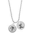 thumbnail image 1 of Delight Jewelry Silvertone Domed Black LPN Silvertone Script Initial Disc - L - Charm Necklace, 20"+3", 1 of 4