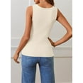thumbnail image 5 of Ribbed Tank Tops for Women 2024 Summer Knit Square Neck Sleeveless Shirts Summer Casual Slim Fitted Basic Tanks, 5 of 6