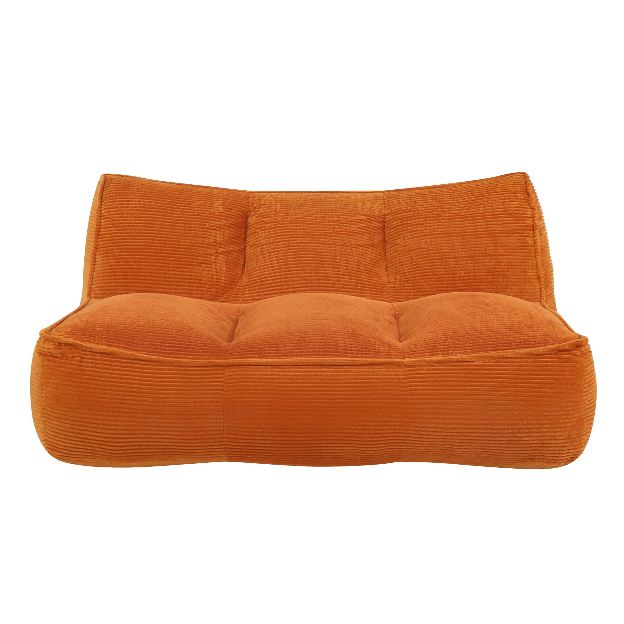 Leumius Cozy Fluffy Cloud Lazy Sofa, 3-Seater Corduroy Bean Bag Lounge Chair, Lightweight Single-Seat Couch for Living Room, Bedroom, Dorm Room, Office & Small Spaces,Orange