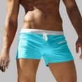 thumbnail image 2 of BinBiL Men's Summer Fashion Swimming Pants Casual Drawstring High Elastic Slim Thin Comfy Breathable Swim Trunks Basic Sky Blue L(L), 2 of 5