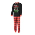thumbnail image 3 of Elippeo Christmas Family Pajamas Matching Set Letter Santa Hat Arrow Print Long Sleeve Tops and Plaid Pants Sleepwear, 3 of 10