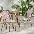 thumbnail image 1 of Outdoor PE Ratten and Aluminum French Bistro Chairs, Set of 2, Rusted Red & White, Bamboo Print Finish, 1 of 8