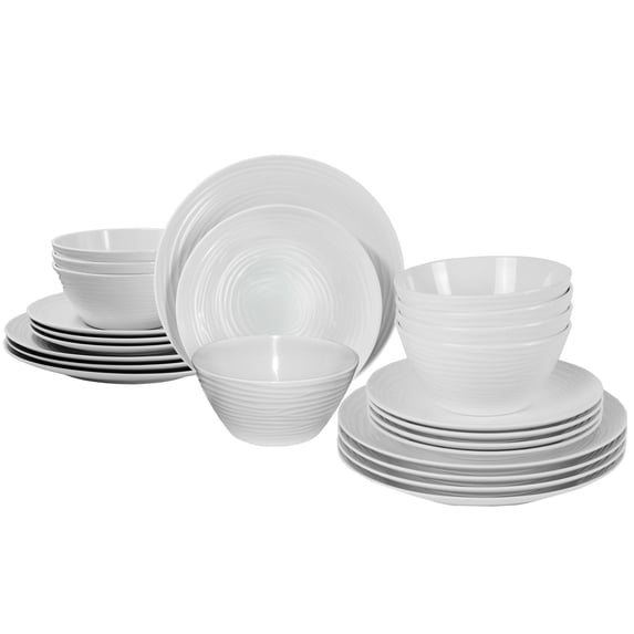 Parhoma 24-Piece Modern White Melamine Dinnerware Set Service for 8 People