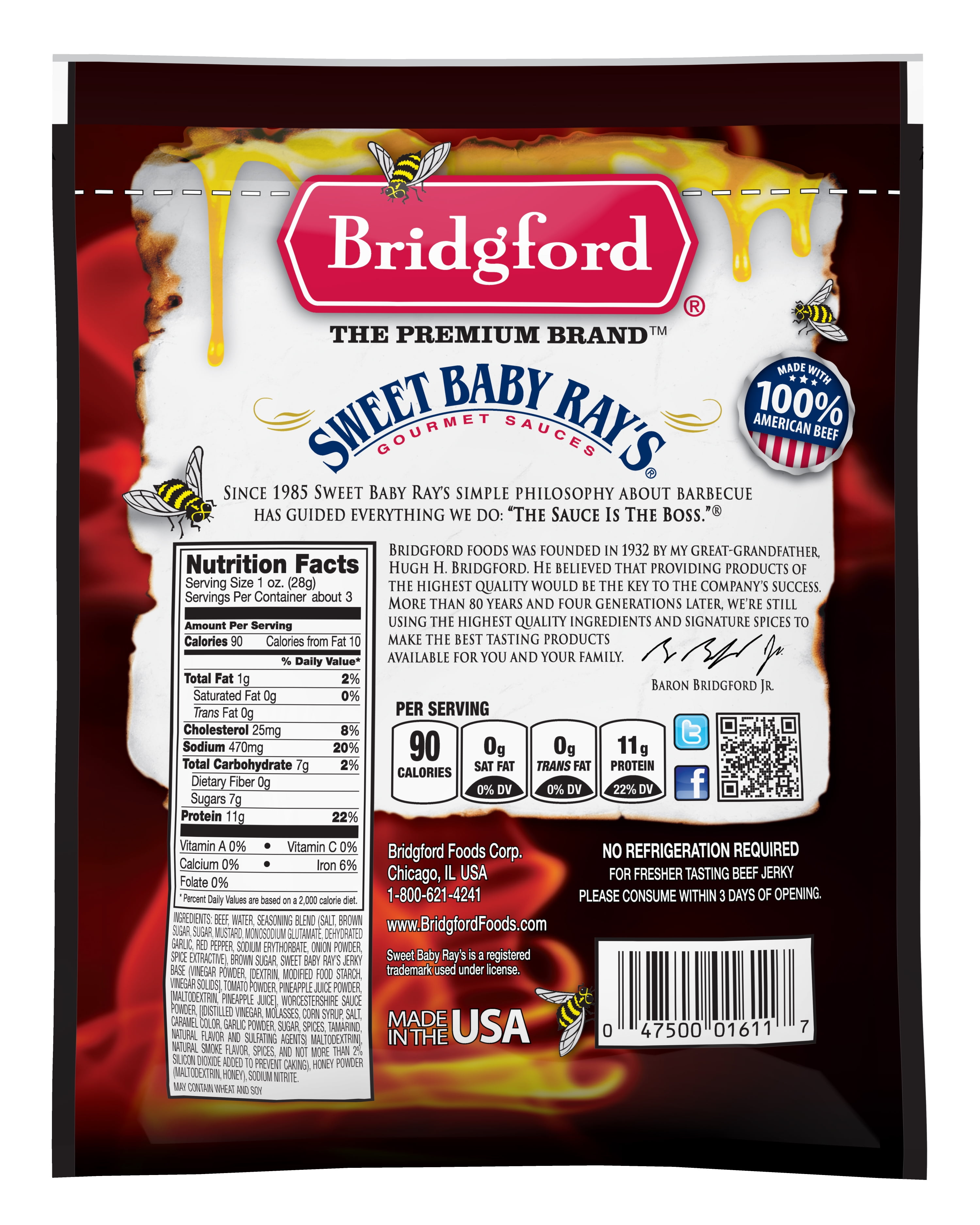 Sweet Baby Ray's Honey Barbecue Beef Jerky - 3.25 oz