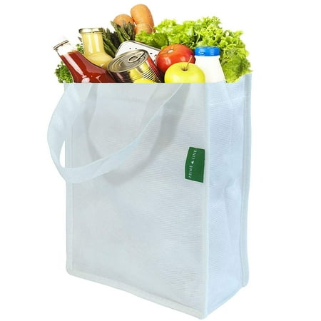 Bottle Top Bags - Prime Line Reusable Grocery Bags Made from Recycled Pet Bottles RPET White Pack Of 12 (8Wx10Hx4L)
