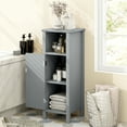 thumbnail image 7 of Giantex Bathroom Floor Cabinet, Free Standing Side Storage Cabinet with Single Door & Adjustable Inner Shelf, Equipped with Anti-toppling Fitting, 12 x 12 x 31.5 inches (Gray), 7 of 7
