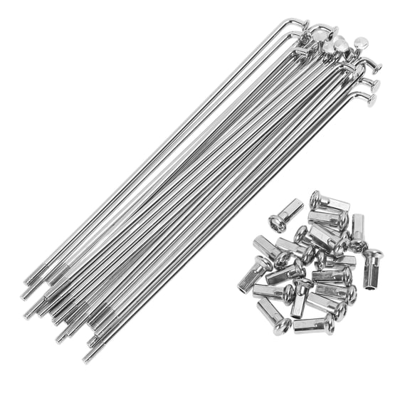 20 Set 12G Bicycle Spokes 130mm Bike Wheel Spokes Carbon Steel Galvanized Silver Tone