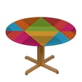 thumbnail image 3 of Circular Elastic Edge Fitting Tablecloth Geometric Retro Colors Art Round Outdoor Holiday Tablecloth for Birthday Decoration Geometric Decor Fits&nbsp;Round&nbsp;Tables Multi, 3 of 8