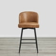 thumbnail image 3 of Spruce & Spring Counter Height Swivel Barstool with Metal Legs Set of 2, Cognac, Faux Leather, 3 of 9