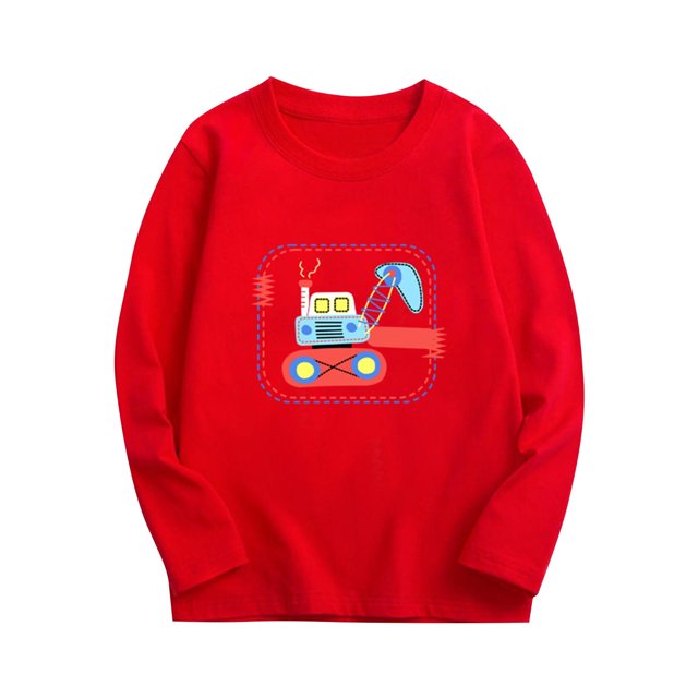 RXIRUCGD Mode Fille et Garçon Décontracté Enfants Hauts à Manches Longues Hauts Imprimés ( Rouge, Taille : 7 Ans )