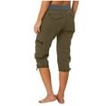 thumbnail image 5 of Cargo Capri Pants for Women Summer Lightweight Hiking Sweatpant Drawstring Cropped Beach Trousers with Pockets Comfort Vintage Capri Jeans Tummy Control Workout Pants, 5 of 6