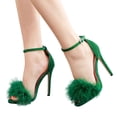 thumbnail image 3 of Women's high heels Women Open Toe Sandal Fluffy Feather Strappy High Heel Shoes High Heels Sexy Women Buckle Sandals, 3 of 6