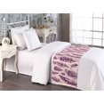 thumbnail image 2 of Bohemian Bed Runner, Sketch Drawn Pattern of Boho Feathers Wild Nature Vibes Tribal Vibes Print, Decorative Accent Bedding Scarf for Hotels Homes & Guest Rooms, Twin, Plum and Blush, by Ambesonne, 2 of 3