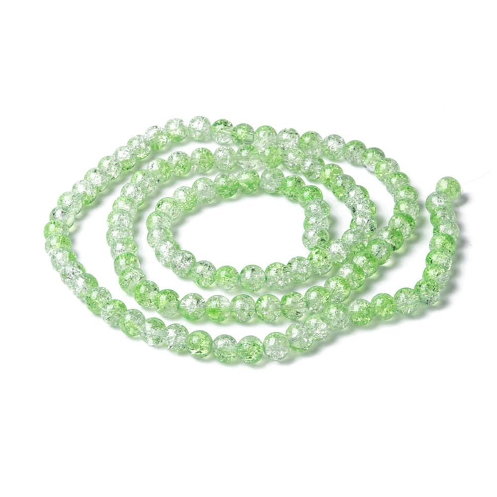 Baking Painted Crackle Glass Bead Strands Two Tone Round Light Green 8mm Hole: 1.3~1.6mm about 100pcs/strand 31.4 inch