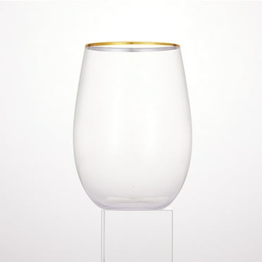 (60 PACK) EcoQuality Translucent Plastic Blue Wine Glasses with Gold ...