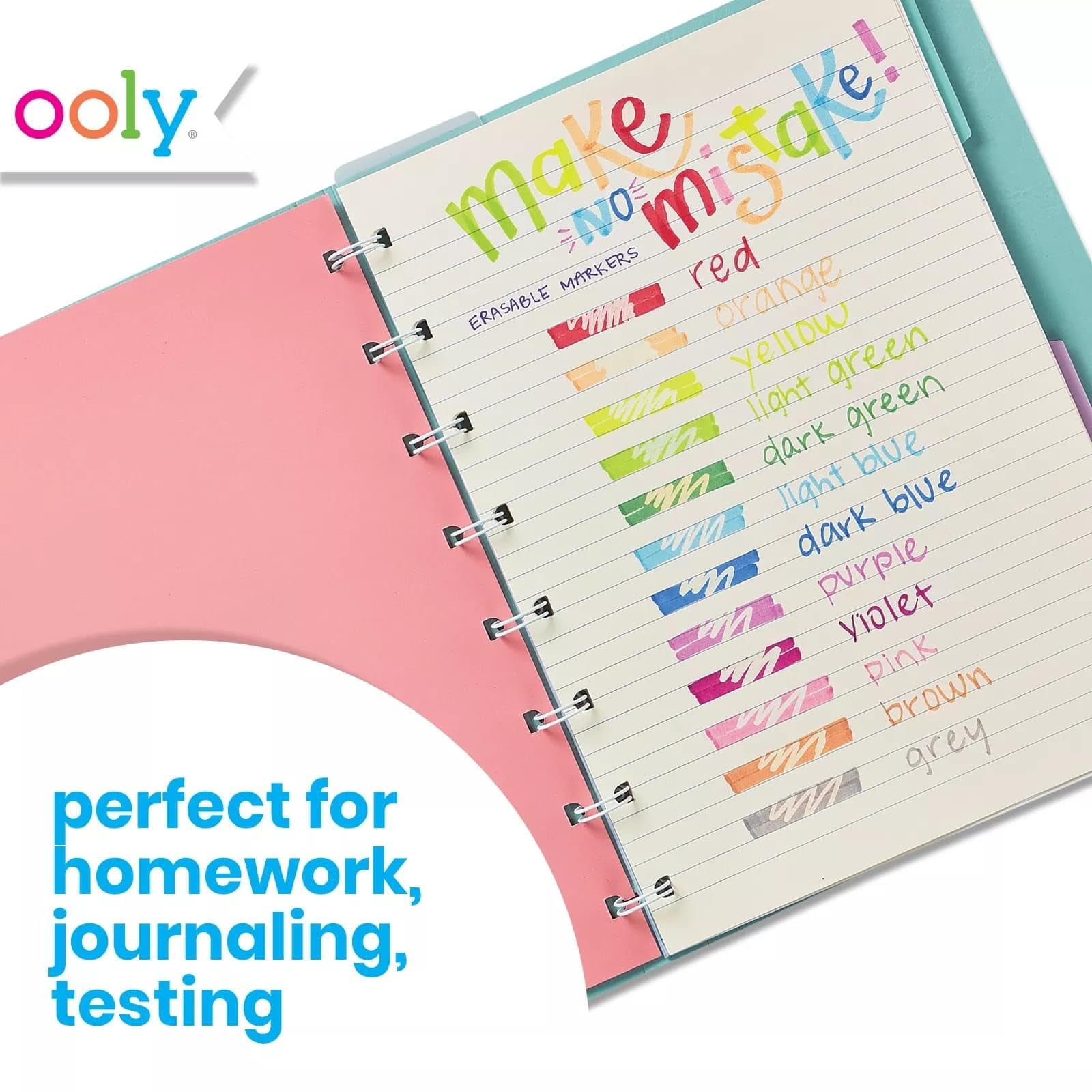 OOLY Make No Mistake Erasable Markers for Kids with Sketchbook