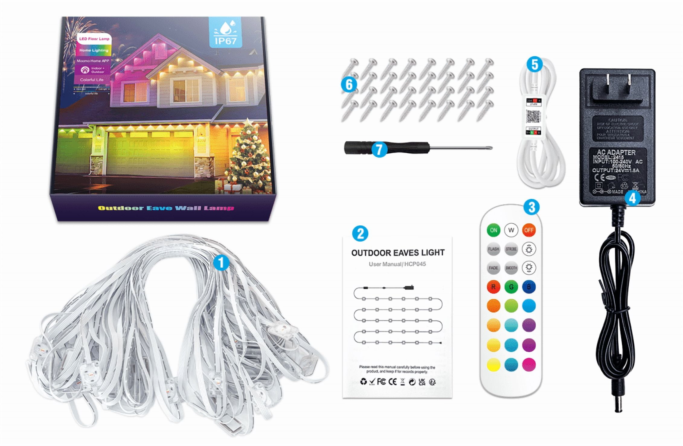 Home Permanent Outdoor Lights Smart RGB+IC Outdoor Lights IP68 Waterproof Eaves Lighting for Christmas All Festive Decorations