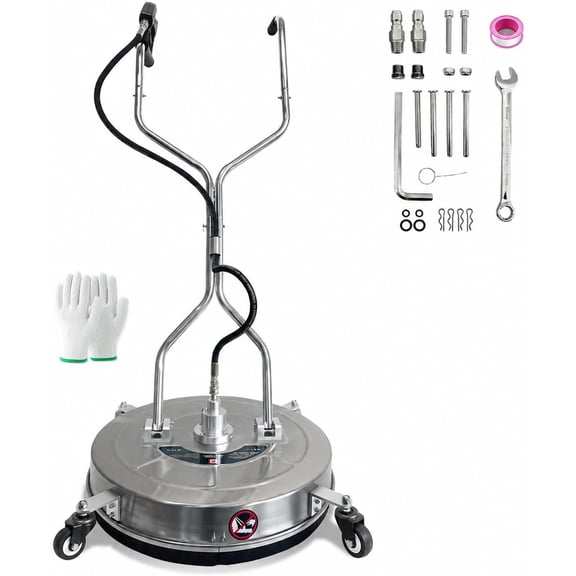 20-in up to 4600-PSI Rotating Surface Cleaner for Gas and Electric Pressure Washers with 4 Black Wheels Silver
