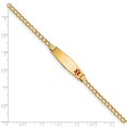 thumbnail image 3 of Real 14kt Yellow Gold Medical Semi-Solid Soft Diamond Shape Red Enamel ID Cuban ID Chain Bracelet; for Adults and Teens; for Women and Men, 3 of 3