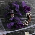 thumbnail image 4 of RnemiTe-amo Halloween Skull Wreath for Front Door,16 Inch Skeleton with Rose Wreath Halloween Skull Leaf Ornaments,Gothic Garland Creepy Decor for Home, 4 of 6