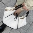 thumbnail image 3 of Bolso de hombro blanco para mujer, bolso de mano con asa superior de moda con lazo coreano, bolso de lona de gran capacidad Y2k para mujer, bolsos de diseñador nuevos 2024, 3 of 5