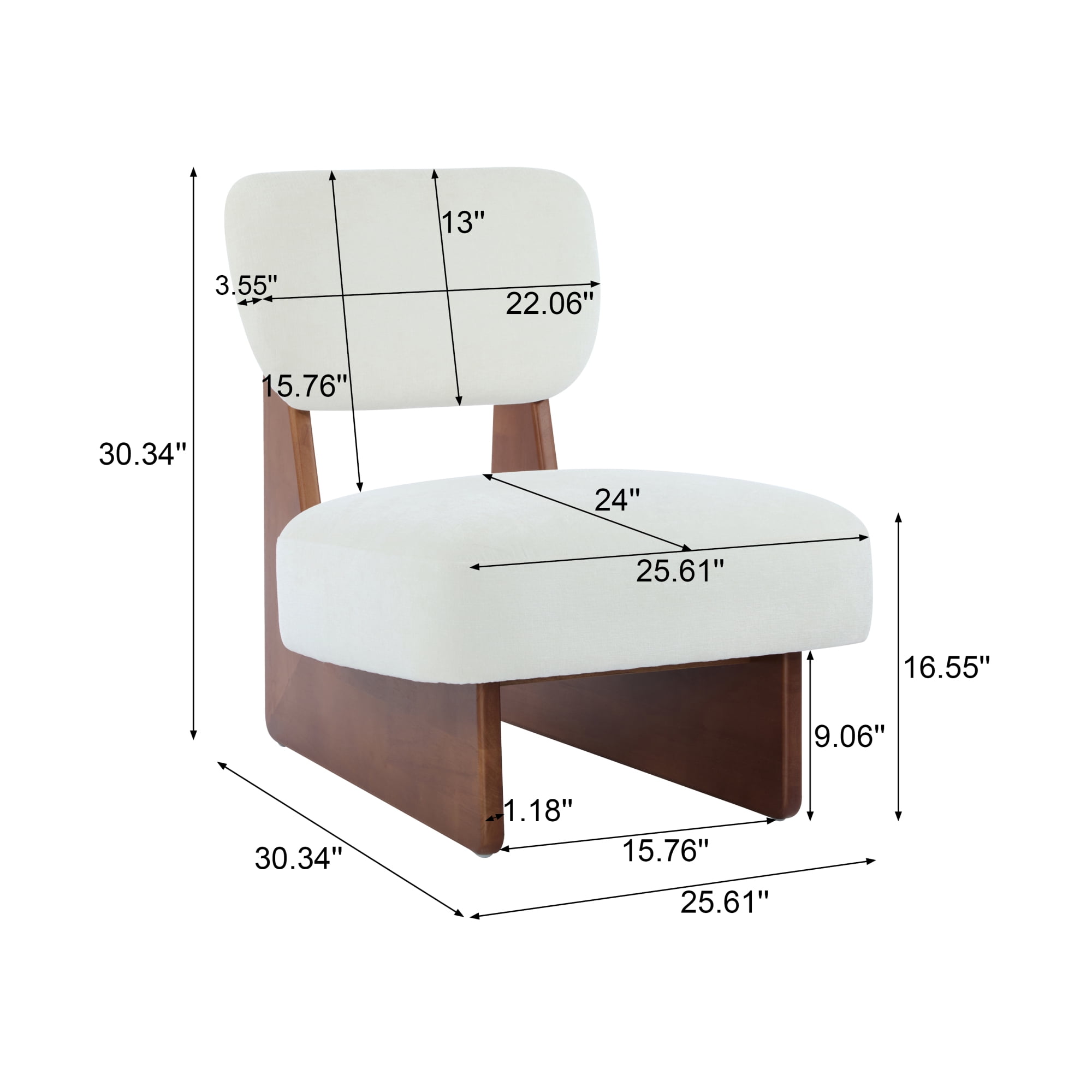 Leumius Set of 2 Modern Lounge Chair with Polyester Upholstery, Sturdy Wood Base With Walnut Finish, Minimalist and Stylish Accent Seating for Living Room Bedroom Office Beige+Walnut