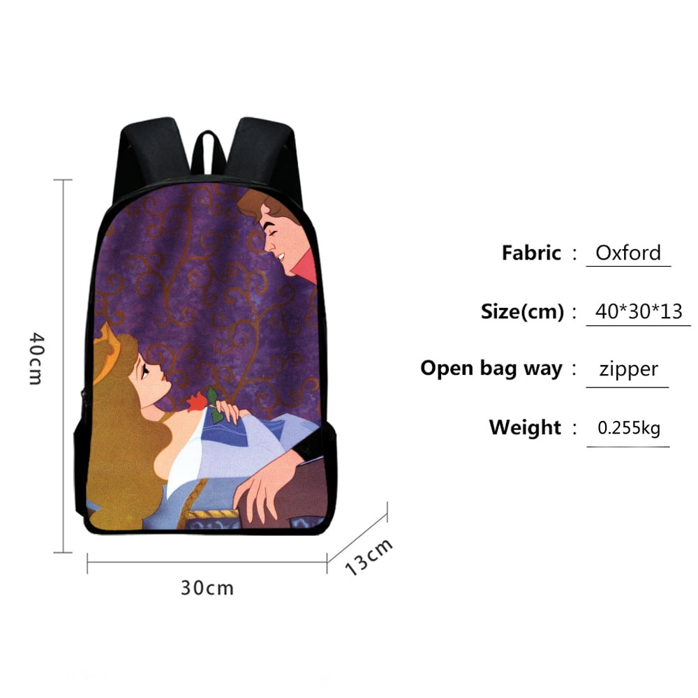 Sleeping Beauty School Bag Awesome Amusing Animation Print Shoulder School Book  Bag with Crossbody Bag 3Pcs/Set for Kids Boys Girls for Gift to Friens 