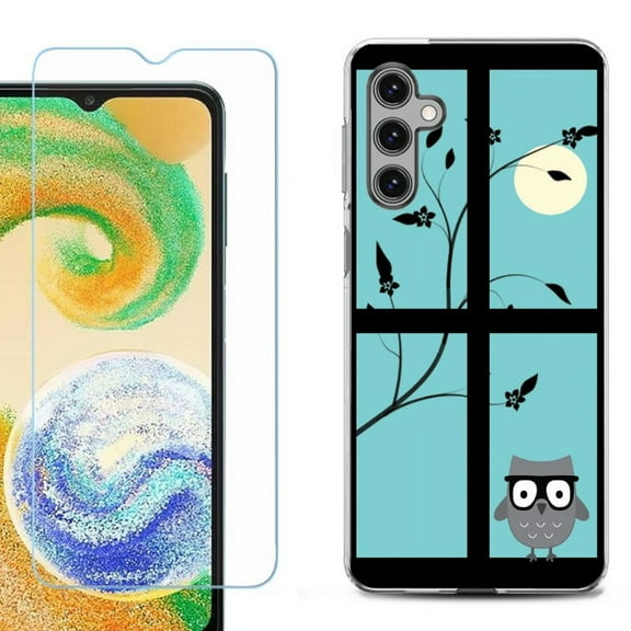 OneToughShield ® Compatible with Samsung Galaxy S24, Shockproof Fashion Phone Case, with Tempered Glass Screen Protector - Moon Owl