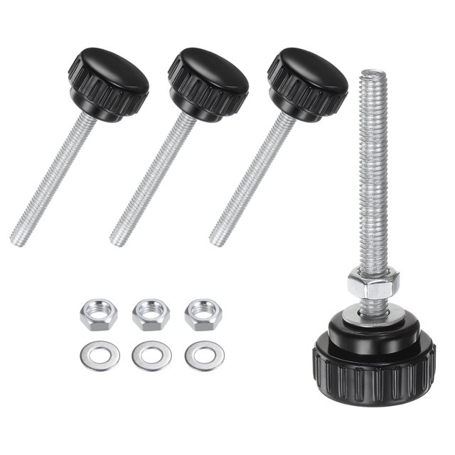 4 Piezas de Perillas de Sujeción Estriadas con Tuercas y Arandelas, Tornillo de Cabeza de Hombre M6x50mm