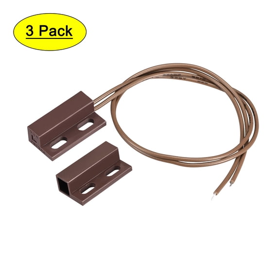 Uxcell Wired Door Contact Sensor N.C. Surface Mount Magnetic Reed Switch Brown 3 Pack 11.42" x 6.04"