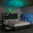 thumbnail image 1 of SIBEDS Queen LED Bed Frame with Galaxy Projector, Charging Station, 52" Headboard & 2 Drawers, No Box Spring Required, 1 of 9